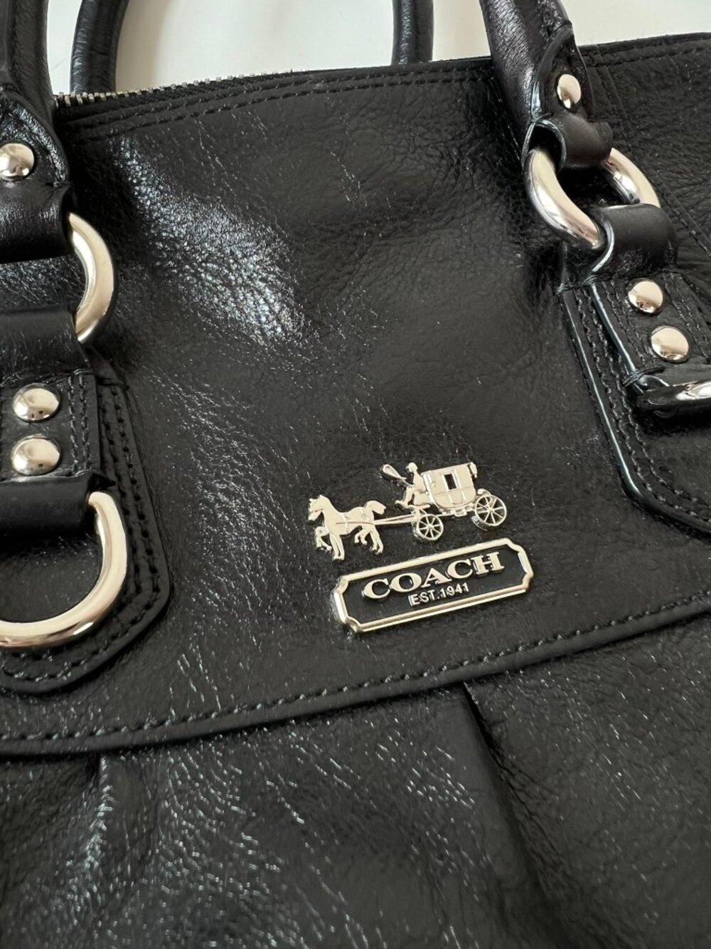 Y2K Coach Madison Sabrina Black Leather Purse Silver Hardware - Picture 10 of 12